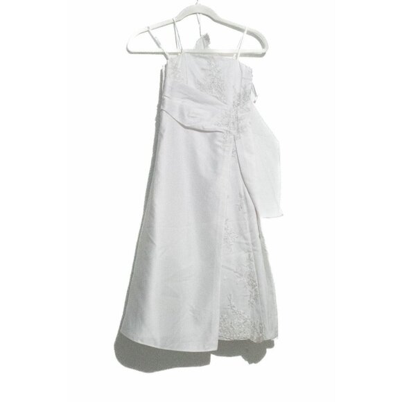 Tip Top Girls Bridal Party Dress Satin Embroidered A Line Spaghetti Straps 6 NWT - Picture 1 of 5